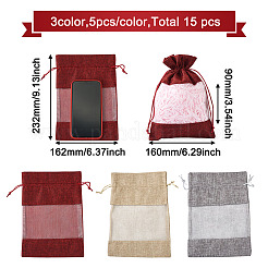 15Pcs 3 Colors Polyester Blank DIY Craft Drawstring Bag&nbsp;ABAG-CW0001-02