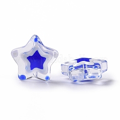エナメルビーズ付きガラス  スター  ミックスカラー  11~12.5x11~12.5x5.5~6mm  穴：1mm&nbsp;LAMP-B021-01