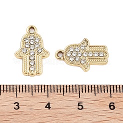 UVメッキ合金ラインストーンペンダント  hamsa hand/hand of miriam チャーム  ライトゴールド  17.5x11.5x1.5mm  穴：1.5mm&nbsp;ALRI-N058-02KCG