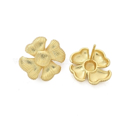 真鍮の花のスタッドピアス  鉛フリー＆カドミウムフリー  長持ちメッキ  ラックめっき  18KGP本金メッキ  18x17mm&nbsp;EJEW-R016-17G