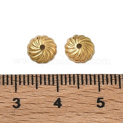 304ステンレススチールビーズキャップ  イオンプレーティング（ip）  ラックめっき  花  18KGP本金メッキ  7x1.8mm  穴：1mm&nbsp;STAS-P448-09C-G