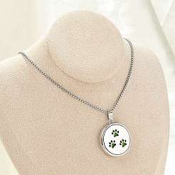 316 Surgical Stainless Steel Aromatherapy Diffuser Perfume Hollow Flat Round Pendant Box Chain Necklaces&nbsp;NJEW-R016-01P-05