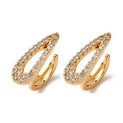 Teardrop Brass Micro Pave Clear Cubic Zirconia Cuff Earrings&nbsp;EJEW-F384-21G
