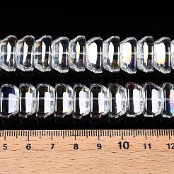 透明電気メッキガラスビーズ連売り  ABカラーメッキ  ナゲット  クリアAB  7.5x16x8.5mm  穴：1mm  約49~51個/連  14.57~14.96インチ（37~38cm）&nbsp;EGLA-N012-12