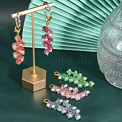 10Pcs 5 Colors Trumpet Flower Glass Pendant Decorations&nbsp;HJEW-CA0001-45