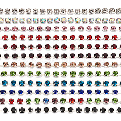 12色真鍮ラインストーンストラスチェーン  ラインストーンカップチェーン  グレードA  銀色のメッキ  ミックスカラー  2mm  12色  1ヤード/カラー  12ヤード/箱&nbsp;CHC-FW0001-01