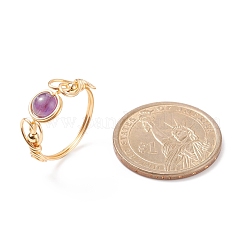 Natural Amethyst Braided Finger Ring&nbsp;RJEW-TA00042-02
