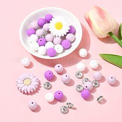 DIYファインディングキット  シリコンデイジービーズを含む  真鍮製ラインストーンスペーサービーズ  ミックスカラー  30x9mm  穴：2.5mm  2色  1pc /カラー  2pc&nbsp;DIY-FS0010-19A