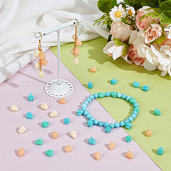 100色染め合成サンゴビーズ4個  DIYのジュエリーには  ジャスミンの花  ミックスカラー  8~8.5x6.5~7mm  穴：1~1.5mm  25個/カラー&nbsp;CORA-NB0001-04B