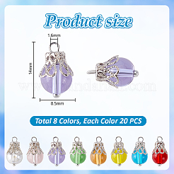160Pcs 8 Colors Glass Charms&nbsp;PALLOY-PHE00017