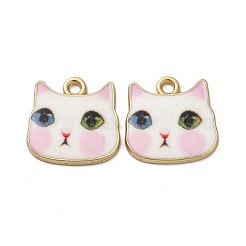 合金エナメルチャーム  カドミウムフリー＆ニッケルフリー＆鉛フリー  ゴールドカラー  猫の頭のチャーム  ミックスカラー  17x17x2mm  穴：2mm&nbsp;ENAM-V002-04G