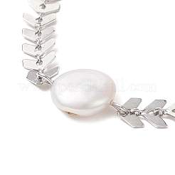 Natural Pearl Link Bracelet with 304 Stainless Steel Cobs Chains for Women&nbsp;BJEW-TA00214