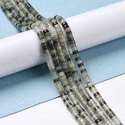 ナチュラルグリーンラインジャスペビーズ連売り  フラットラウンド  4x2mm  穴：1mm  約169個/連  14.96''（38センチメートル）&nbsp;G-P468-12