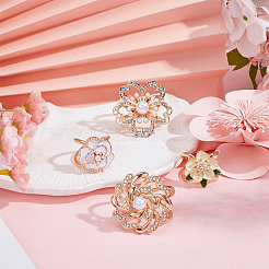 4Pcs 4 Styles Flower Zinc Alloy Scarf Ring Clip&nbsp;AJEW-DR0002-32