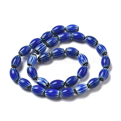 ハンドメイドミッレフィオーリ ランプワークビーズ連売り  ライス  ブルー  11~12x7~8mm  穴：0.9mm  約31個/連  13.98~14.37インチ（35.5~36.5cm）&nbsp;LAMP-F035-12F