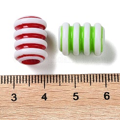 オペークアクリルヨーロピアンビーズ  クラフトスタイル  大穴ビーズ  ストライプの列  ミックスカラー  15x11mm  穴：6mm  約500個/500g&nbsp;SACR-P031-12A