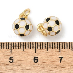 真鍮製エナメルペンダント  ボール  ラックめっき  カドミウムフリー＆鉛フリー  長持ちメッキ  18KGP本金メッキ  ラウンド  丸カン付き  サッカー  10x6.5~7mm  穴：3.4mm&nbsp;KK-P294-38G-01