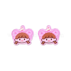 印刷されたアクリルカボション  女の子  パールピンク  20x20.5x2mm&nbsp;OACR-N135-46