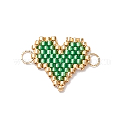 ミユキデリカガラスシードビーズハートリンク5個  コネクタチャーム  ミックスカラー  16~16.5x23x1.7mm  穴：3mm&nbsp;PALLOY-MZ00702-01