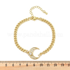 Brass Micro Pave Clear Cubic Zirconia Charm Bracelets&nbsp;BJEW-M050-01G-02