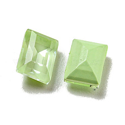 ガラスラインストーンカボション  ポイントバック＆バックメッキ  多面カット  長方形  クリソライト  6x4x3mm&nbsp;RGLA-G021-01A-238DE