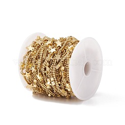 真鍮スターリンクチェーン  ボールチェーン付き  ハンダ付け  スプール付き  カドミウムフリー＆鉛フリー  14KGP本金メッキ  8.5x8.5x3mm  19.5x3x1.5mm&nbsp;CHC-P009-08G