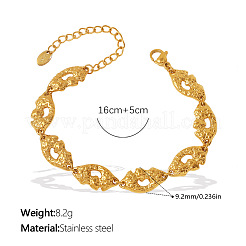 304 Stainless Steel Textured Lip Link Chain Bracelets for Women&nbsp;WG1034E-02