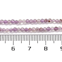 天然の紫色のファントムクォーツ、紫色のロドライトクォーツビーズ連売り  多面カット  ラウンド  3mm  穴：0.6mm  約132個/連  14.96