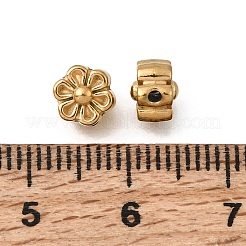 304ステンレススチールスペーサービーズ  イオンプレーティング（ip）  18KGP本金メッキ  花  6.5x6x5mm  穴：1mm&nbsp;STAS-L315-077G-04