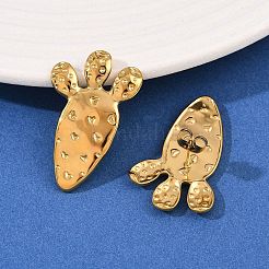 304ステンレススチール製ニンジンスタッドピアス  イオンプレーティング（ip）  18KGP本金メッキ  33x20.5mm&nbsp;EJEW-I320-13G