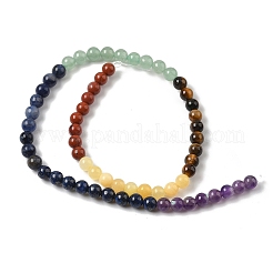 Chakra Natural Red Jasper & Yellow Jade & Green Aventurine & Tiger Eye & Sodalite & Amethyst Beads Strands&nbsp;G-NH0002-E02-6mm