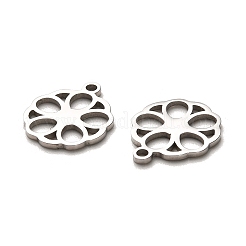 変色しない316サージカルステンレスペンダント  レーザー切断  ステンレス鋼色  花  15.5x13x1mm  穴：1.6mm&nbsp;STAS-H190-02P-04