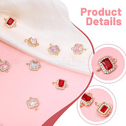 12Pcs 6 Colors Glass Connector Charms&nbsp;FIND-CA0010-64