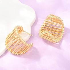真鍮製スタンドピアス  カドミウムフリー＆鉛フリー  長持ちメッキ  ラックめっき  18KGP本金メッキ  25x25mm&nbsp;EJEW-P346-03G