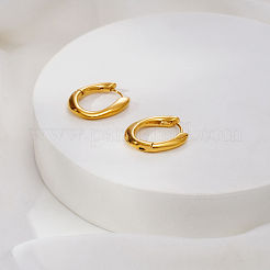 女性用304ステンレススチールオーバルフープピアス  ゴールドカラー  20x17mm&nbsp;QS9447