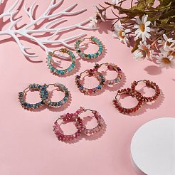 Natural Agate Beaded Hoop Earrings&nbsp;EJEW-JE04847