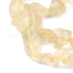 未加工の天然レモンクォーツ（加熱済み）ビーズ連売り  ナゲット  6~24x7~16x4~10mm  穴：1mm  約25~38個/連  15.35~15.94''（39~40.5センチメートル）&nbsp;G-M453-D05