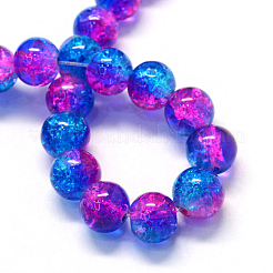 Baking Paint Transparent Crackle Glass Round Bead Strands&nbsp;DGLA-Q018-8mm-49
