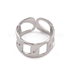 変色しない304ステンレススチールカーブチェーンカフリング女性用  ステンレス鋼色  内径：16.8mm&nbsp;RJEW-G285-07P