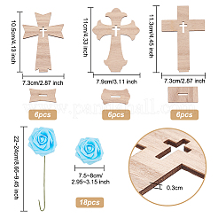 18Pcs 3 Styles Halloween Wooden Cross Ornament&nbsp;DJEW-OC0001-41