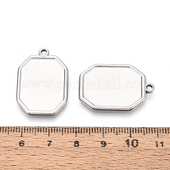 304ステンレススチールペンダントカボションセッティング  ポリゴン  ステンレス鋼色  28.5x19.5x2mm  穴：1.8mm  トレイ：22x16.5mm&nbsp;STAS-N108-75P