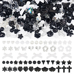 透明・不透明アクリルビーズ100g  混合図形  ブラック  7.5~24.5x7.5~32.7x2.5~12.5mm  穴：0.5~3mm&nbsp;TACR-TA0001-57G