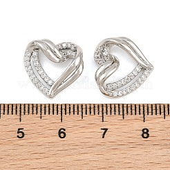 真鍮マイクロパヴェクリアキュービックジルコニアペンダント  ハートチャーム  プラチナ  15x15.5x5mm  穴：5.5x9.5mm&nbsp;CU-CBA765C-07P