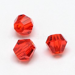 模造5301ダブルコーンビーズ  透明ガラスファセットビーズ  レッド  3x2.5mm  穴：1mm  約720個/袋&nbsp;GLAA-F026-B17
