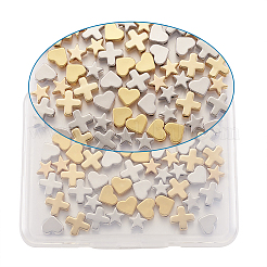 真鍮ビーズ  ハート＆スター＆クロス  プラチナ·ゴールデン  68x52x11mm  60個/箱&nbsp;KK-CD0001-03