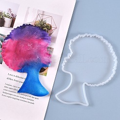 Afro Female Silhouette Silicone Resin Statue Molds&nbsp;DIY-L021-69