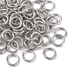 変色しにくい304ステンレススチール製オープン丸カン  ラウンド  ステンレス鋼色  18ゲージ  6x1mm  内径：4mm&nbsp;STAS-Q186-02-6x1mm