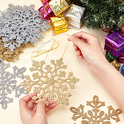 12 Sets 6 Style Christmas Snowflake Plastic Pendant Decoration&nbsp;AJEW-GA0006-04