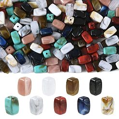 180個9色アクリルビーズ  天然石風  直方体の  ミックスカラー  13x7.5x7.5mm  穴：1.6mm  20個/カラー&nbsp;OACR-FS0002-55