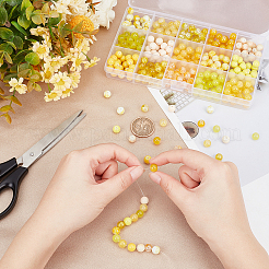 375Pcs 15 Color Spray Painted Crackle Glass Beads&nbsp;DIY-PH0003-88-WH